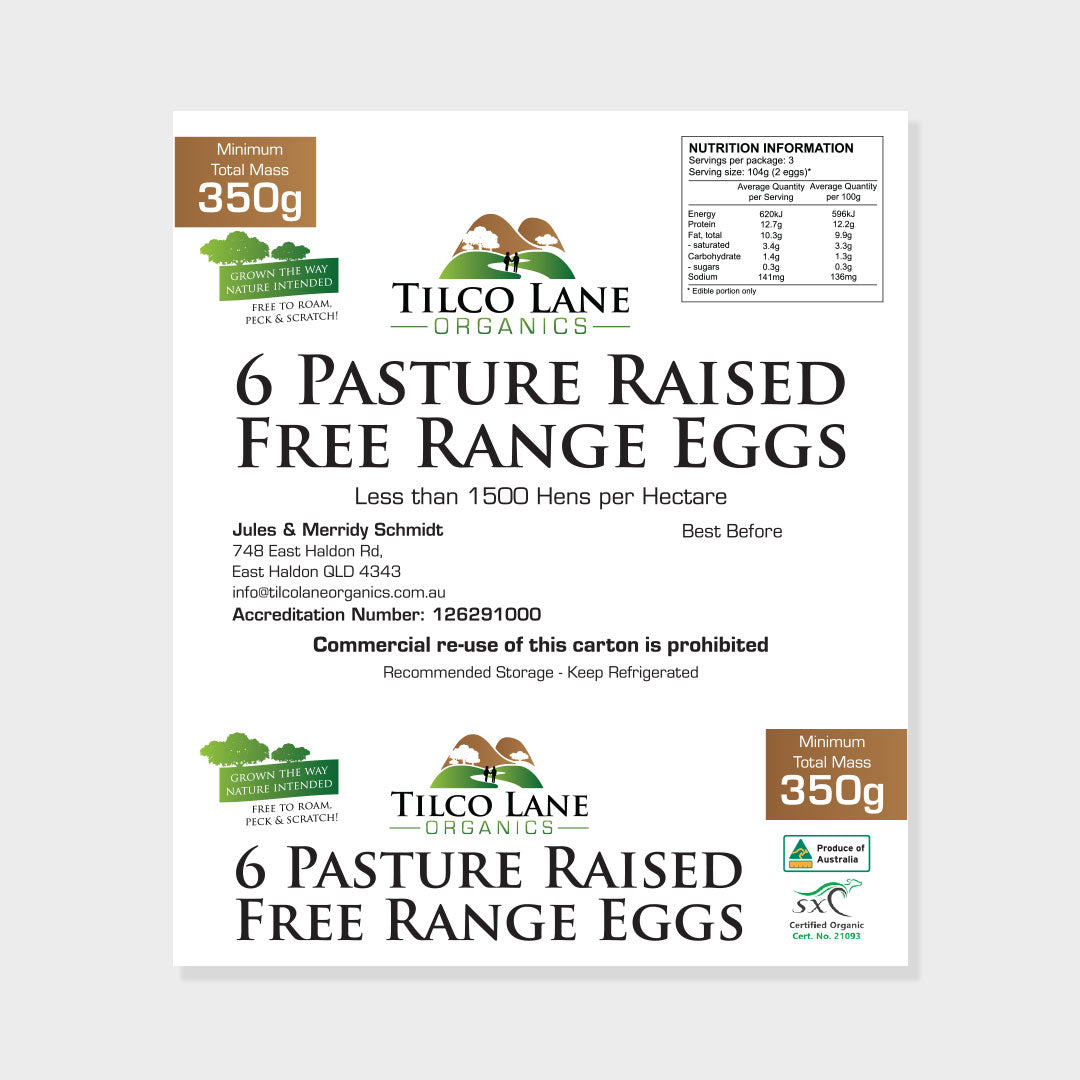 Egg Carton Labels - Suits 6 Pack Pulp Cartons 360x