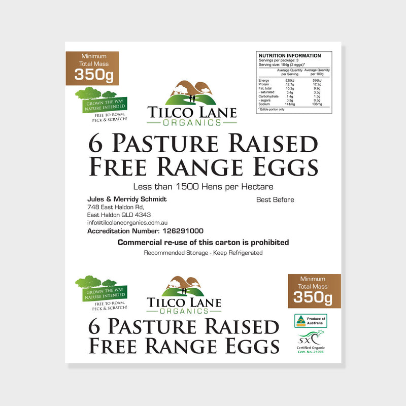 Egg Carton Labels - Suits 6 Pack Pulp Cartons 360x