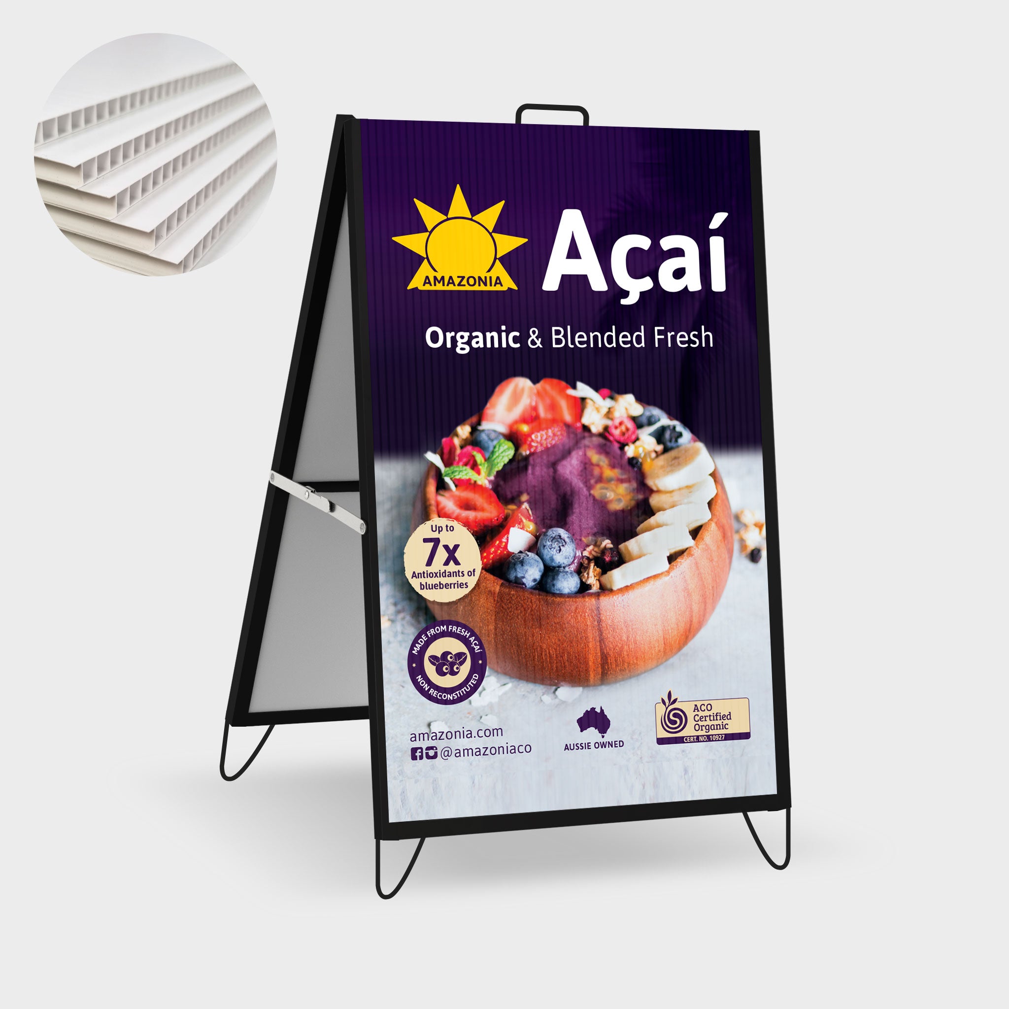 A Frame Display Stand with 2x Corflute Signs