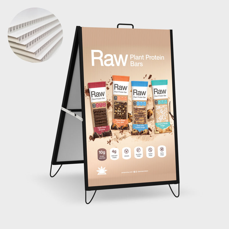 A Frame Display Stand with 2x Corflute Signs