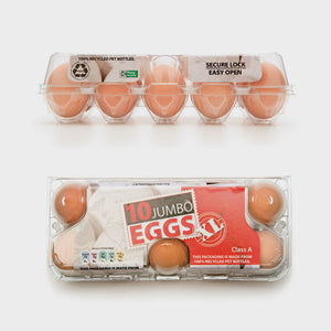 180 x - 10 Cell Jumbo RPET Vision Egg Cartons - Unlabelled